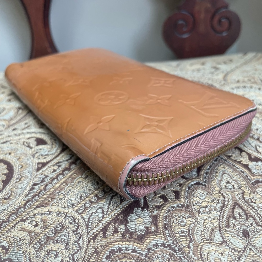 Louis Vuitton Caramel Light Brown Vernis Zip Around Long Wallet Zippy Authentic - Picture 7 of 15